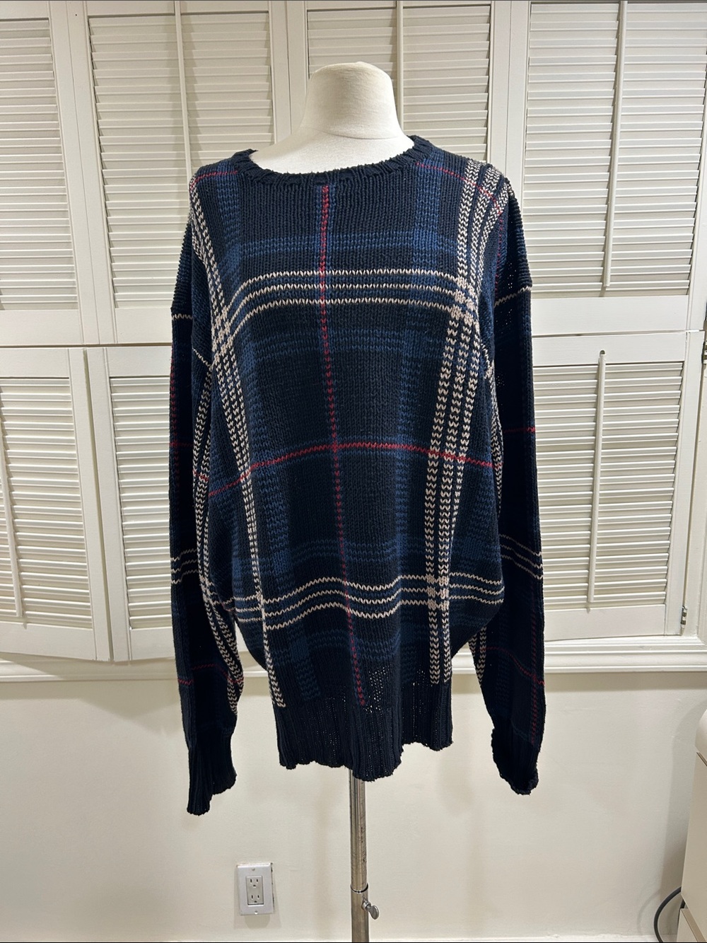Polo By Ralph Lauren Vintage Classic Navy Plaid Men's Sweater